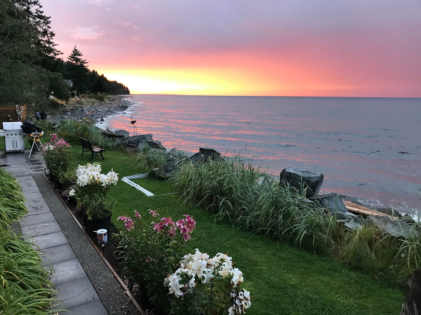 Pink sunset over the Strait of Georgia